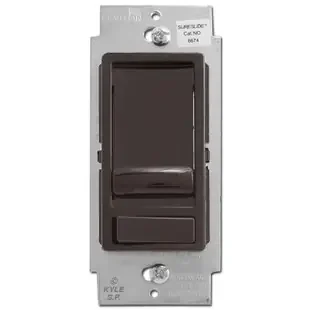 Brown Single Pole or 3 Way Slide Dimmer with On Off Switch