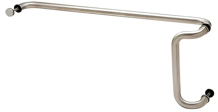 Brushed Stainless 12″ x 28″ Back-to-Back Offset Combination Push and Pull Handle Set – C.R. Laurence