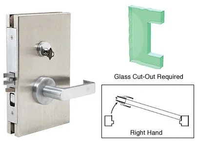 Brushed Stainless 6″ x 10″ RH Center Lock with Deadlatch – Office Function by C.R. Laurence