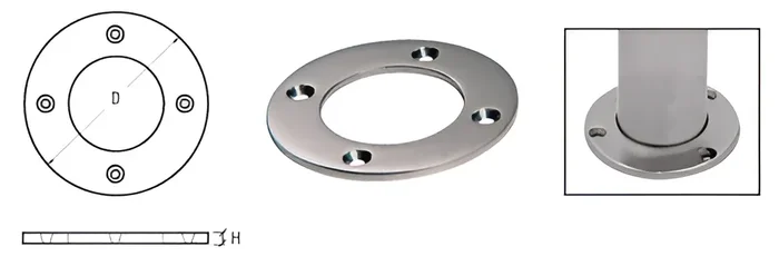 Brushed Stainless Round Base Plate for 1-1/2″ Round Tubing – C.R. Laurence