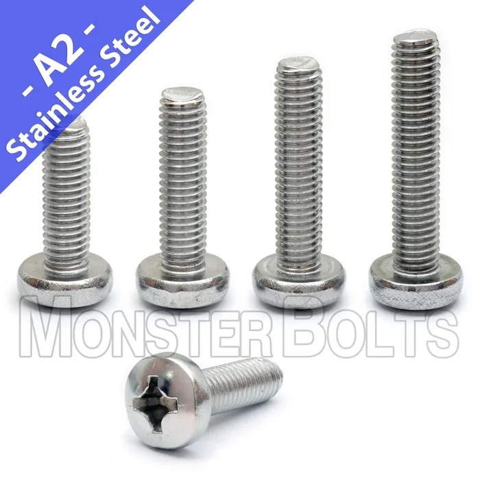 Bulk 1/4″-20 Machine Screws Phillips Pan Head Coarse Stainless Steel 18-8 (A2)