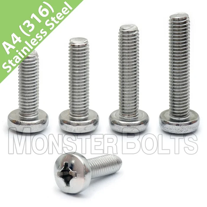 Bulk #6-32 Machine Screws Pan Head Phillips Stainless Steel 316 (A4)