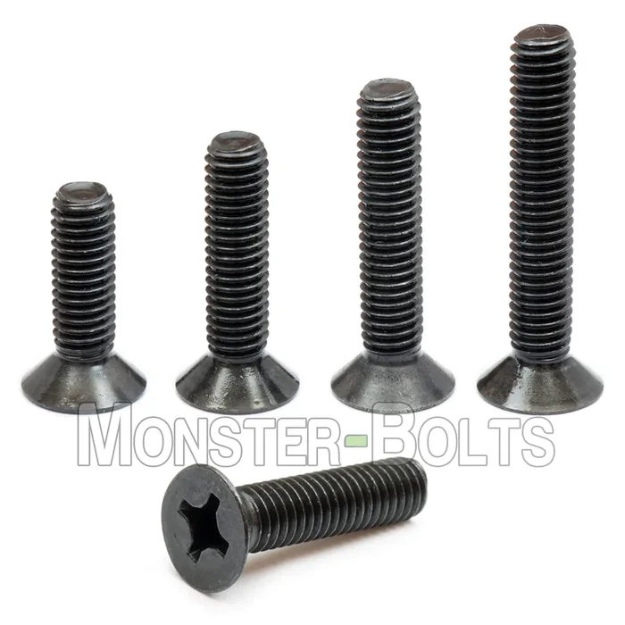 Bulk #8-32 Phillips Flat Head Machine Screws – Steel Black Oxide
