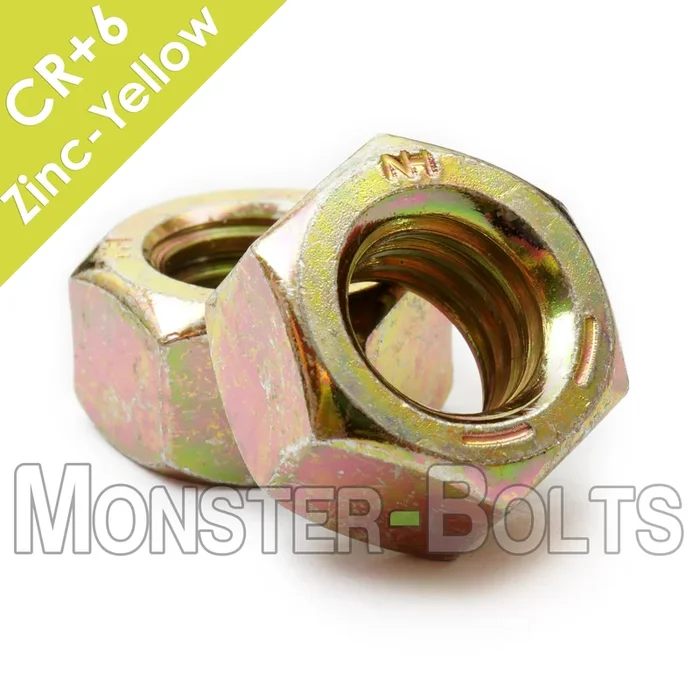 Bulk Grade 5 Hex Nut, Zinc Yellow CR+6, UNC / UNF (US Sizes)
