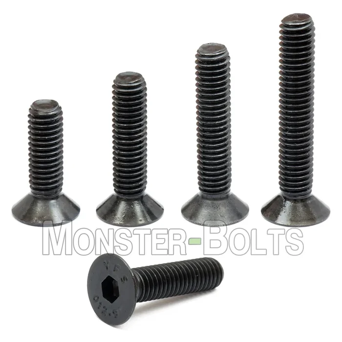 Bulk M12 Flat Head Socket Cap screws, Class 12.9 Alloy Steel w/ Black Oxide