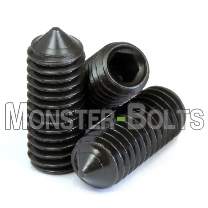 Bulk M16-2.00 Socket Set Screws, Cone Point, Black Oxide (ISO 4027 / DIN 914)