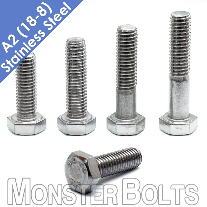 Bulk M18-2.50 DIN 933 / 931 Hex Cap Screws Coarse Stainless A2 (18-8)