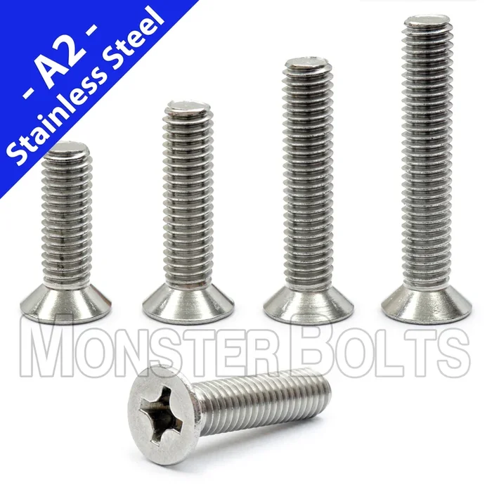 Bulk M2.5 Phillips Drive Metric Stainless A2 (304) Machine Screws, Flat Head Phillips, DIN 965