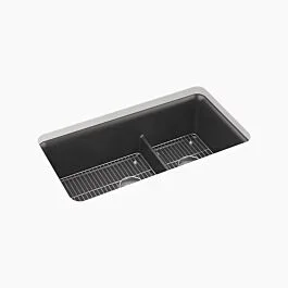 Cairn Smart Divide® 33-1/2″ undermount double-bowl kitchen sink in Matte Graphite