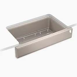 Cairn Undermount single-bowl farmhouse kitchen sink in Matte Taupe