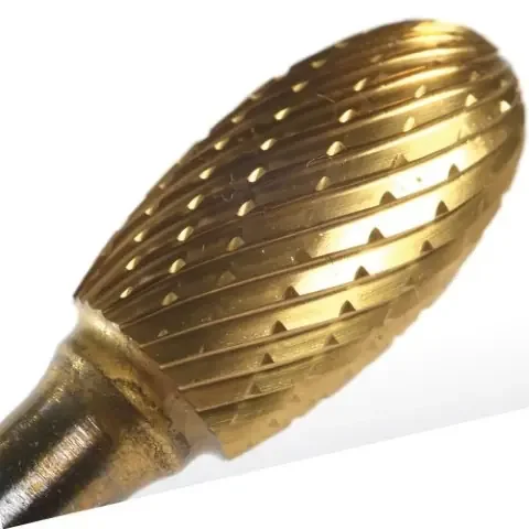Carbide burr Ovl Dbl cut 1/4×3/8 tin