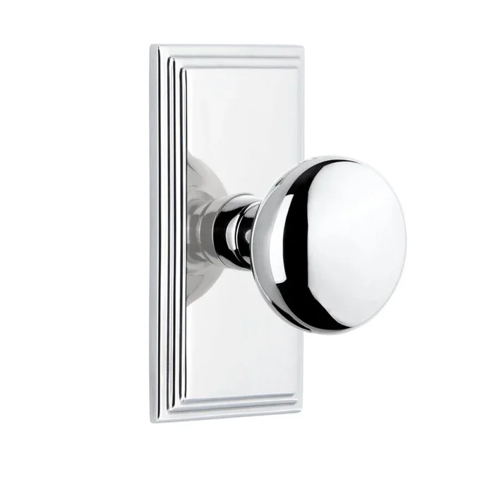 Carr Short Plate with Fifth Avenue Knob – Bright Chrome | Grandeur