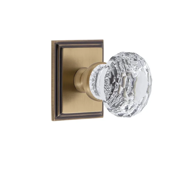 Carr Square Rosette with Brilliant Crystal Knob – Vintage Brass