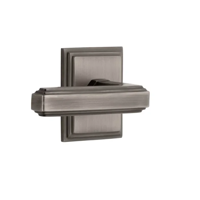 Carr Square Rosette with Carr Lever in Antique Pewter – Double Dummy Door Hardware