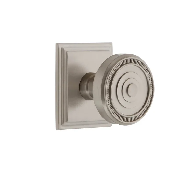 Carr Square Rosette with Soleil Knob – Satin Nickel – Single Dummy Door Hardware