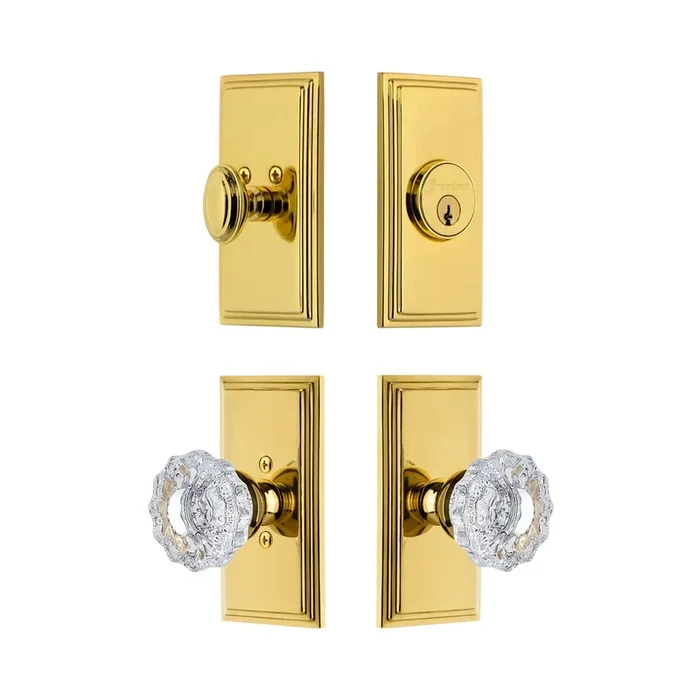 Carre Short Plate Entry Set with Versailles Crystal Knob – Lifetime Brass