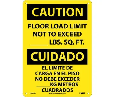 Caution: Floor Load Limit Not To Exceed __Lb. Sq. Ft. Bilingual – 14X10 – .040 Alum – ESC87AB
