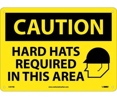 Caution: Hard Hats Required In This Area – Graphic – 10X14 – Rigid Plastic – C507RB