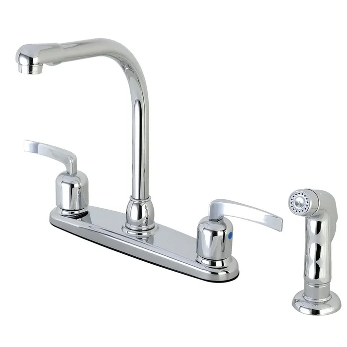 Centurion Double-Handle 8″ Centerset Kitchen Faucet with Side Sprayer, Polished Chrome