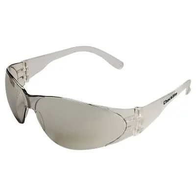 Checklite CL1 Frameless Safety Glasses, Polycarbonate I/O Clear Mirror Lens, Duramass, Clear Polycarbonate Temples