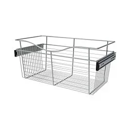 Chrome Closet Pullout Basket, 24 X 12 X 11 in