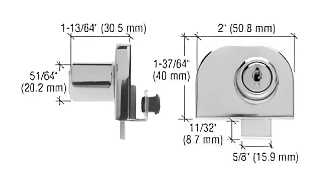 Chrome Double Glass Door Lock – Randomly Keyed by C.R. Laurence