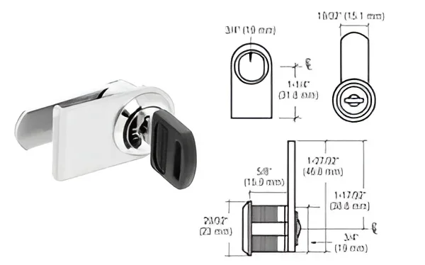 Chrome Left Hand Lock for Cabinet Swinging Glass Door – Keyed Alike