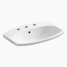 Cimarron 22-3/4″ rectangle drop-in bathroom sink Vitreous China, in White with 3 widespread Faucet Holes