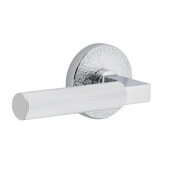 Circolo Leather Rosette with Contempo Fluted Lever – Bright Chrome
