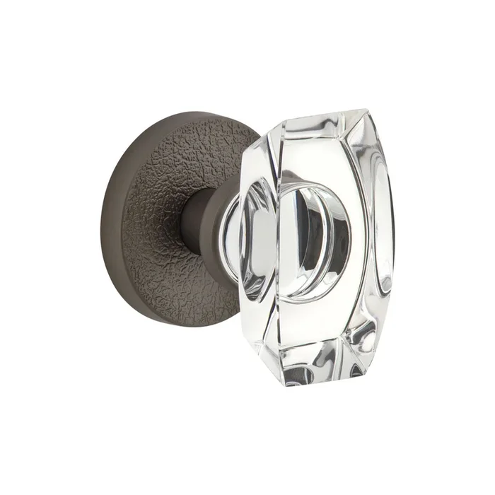 Circolo Leather Rosette with Stella Crystal Knob – Titanium Gray