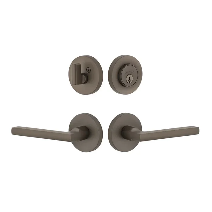 Circolo Rosette Entry Set with Milano Lever in Titanium Gray – Left Handed