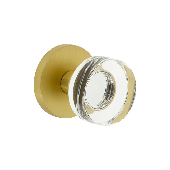 Circolo Rosette with Circolo Crystal Knob in Satin Brass – Privacy Door Hardware