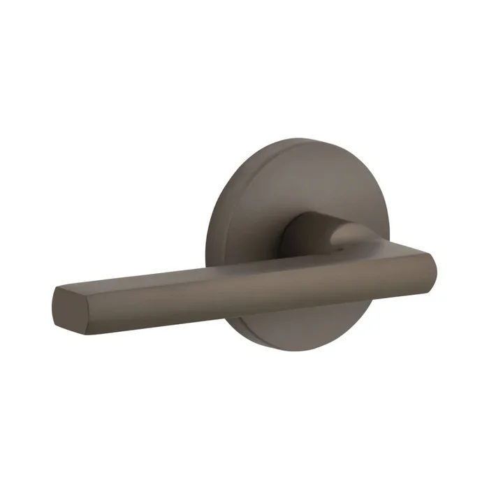 Circolo Rosette with Milano Lever – Titanium Gray – Viaggio Luxury Door Hardware
