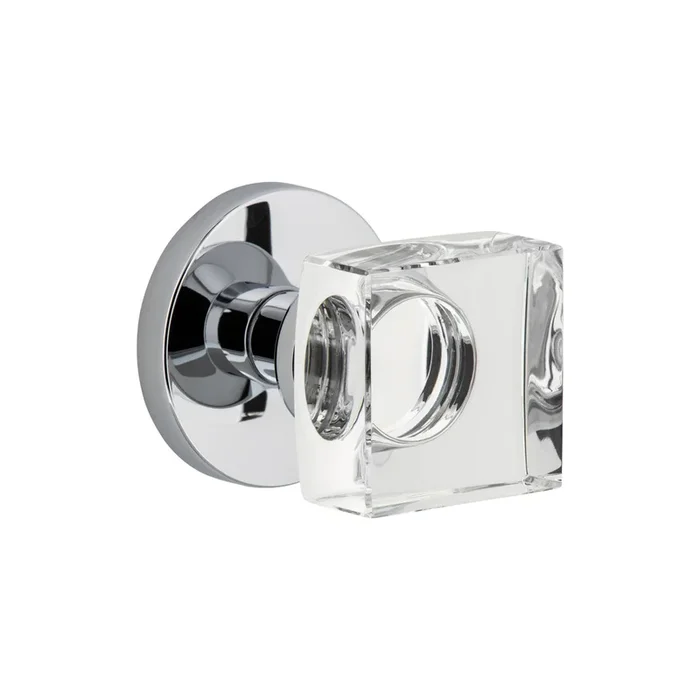 Circolo Rosette with Quadrato Crystal Knob – Bright Chrome Double Dummy