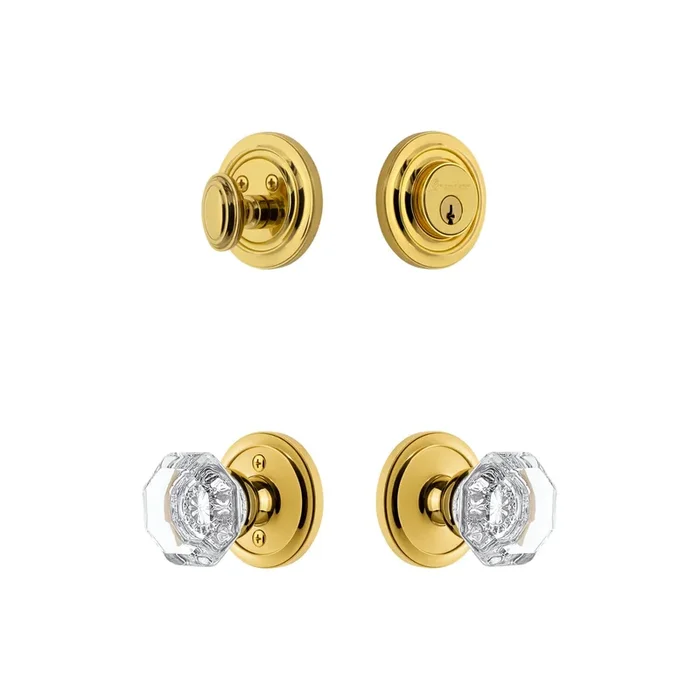 Circulaire Rosette Entry Set with Chambord Crystal Knob – Lifetime Brass