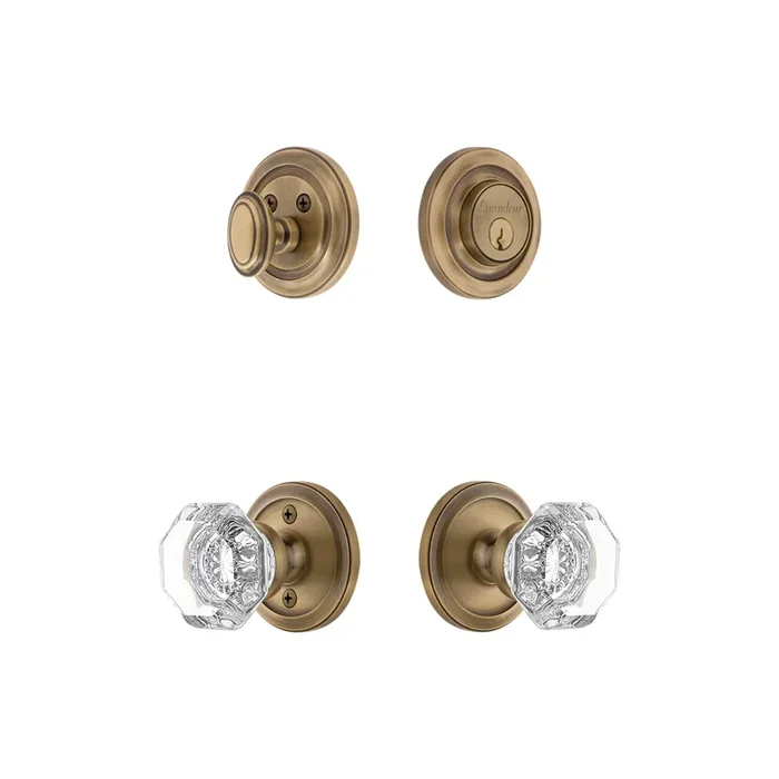 Circulaire Rosette Entry Set with Chambord Crystal Knob – Vintage Brass