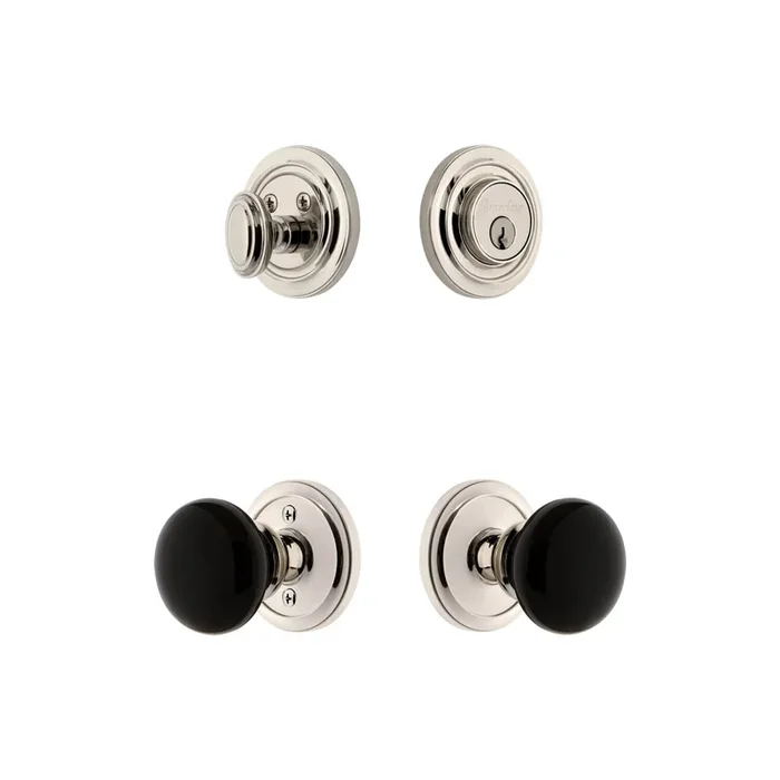 Circulaire Rosette Entry Set with Coventry Knob – Polished Nickel