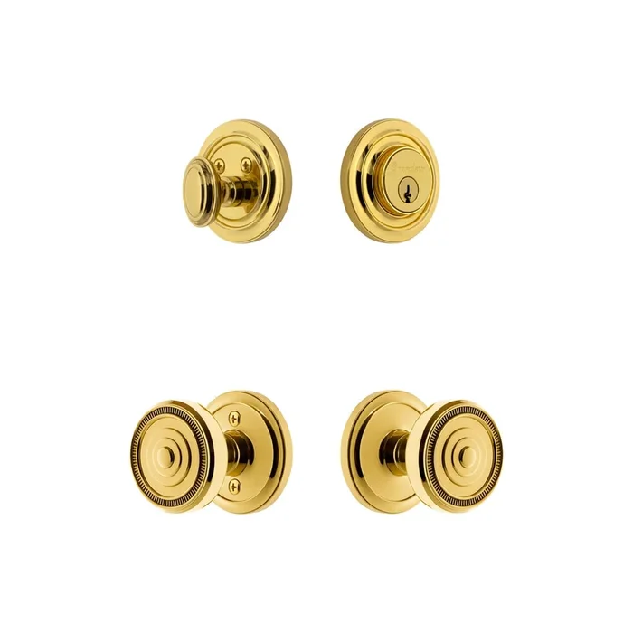 Circulaire Rosette Entry Set with Soleil Knob – Lifetime Brass