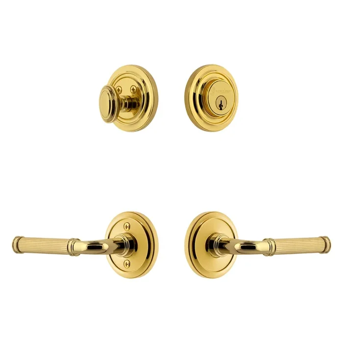 Circulaire Rosette Entry Set with Soleil Lever in Lifetime Brass – Grandeur Premium
