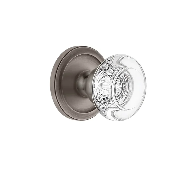 Circulaire Rosette with Bordeaux Crystal Knob – Antique Pewter Door Hardware