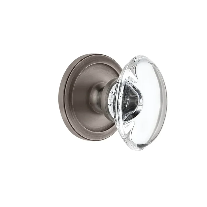 Circulaire Rosette with Provence Crystal Knob – Antique Pewter Door Hardware