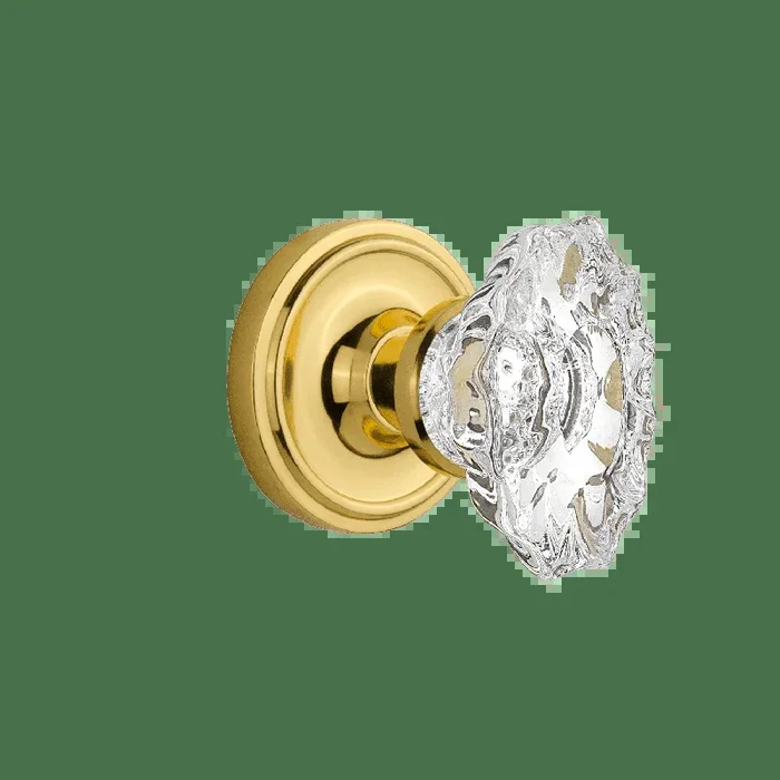 Classic Rosette with Chateau Knob in Polished Brass – Nostalgic Vintage Hardware
