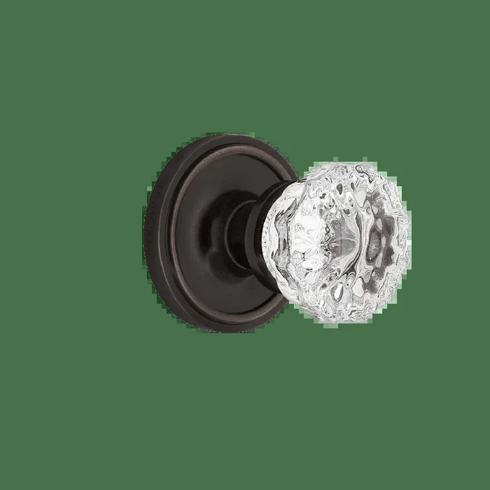 Classic Rosette with Crystal Knob in Timeless Bronze – Double Dummy Door Hardware