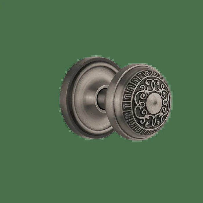 Classic Rosette with Egg Dart Knob in Antique Pewter | Nostalgic Vintage Door Hardware