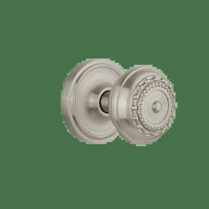 Classic Rosette with Meadows Knob in Satin Nickel – Single Dummy Door Hardware