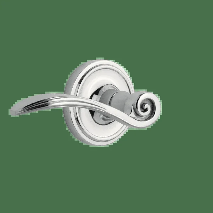 Classic Rosette with Swan Lever in Bright Chrome – Left Handed Door Handle by Nostalgic