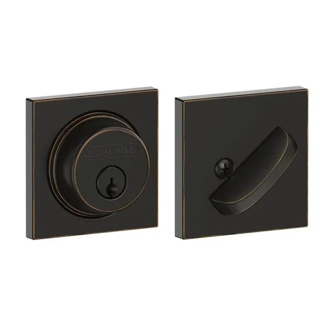 Collins Single Cylinder Deadbolt C Keyway – Aged Bronze Finish by Schlage Residential