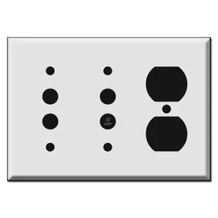 Combination Two Pushbutton and Duplex Outlet Wall Switch Plates