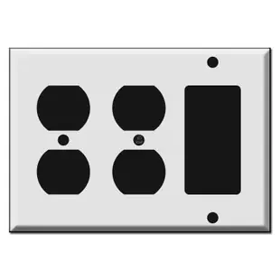 Combo Double Duplex Receptacle – Single Rocker Switch Plates