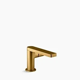 Composed Single-handle bathroom sink faucet with Cylindrical handle, 1.2 gpm Single hole in Vibrant Brushed Moderne Brass
